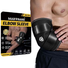 Elbow Sleeves for Weightlifting - 1 Pair Elbow Brace for Tendonitis, Sweatproof Elbow Support Sleeves for Men & Women, Pain Relief, Workout,Tennis, Arthritis, Bursitis (Large)