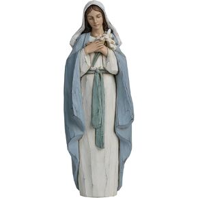 Blessed Virgin Mary Statue, 10inch Mary with Lilies Figurine Blessed Mother Madonna Statue Religious Gift for Home Decor