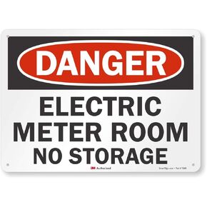 Smartsign U3-1399-RA_14X10 "غرفة عداد كهربائي خطير بدون تخزين" لافتة ألومنيوم معاد تدويرها عاكسة للضوء، 14 بوصة × 10 بوصة