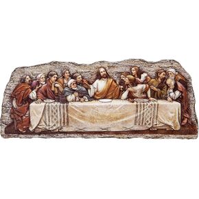 Joseph's Studio by Roman - The Last Supper Wall Plaque, 5" H and 12.25" W, Resin and Stone, Religious Gift, Wall Decoration, Collection, Durable, Long Lasting