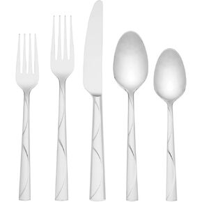 Kate Spade New York Park Circle 45-Piece Flatware Set, 7.55 LB, Metallic