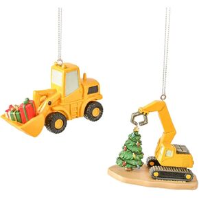Ganz MX179750 Pave Loader & Excavator Ornaments, Set of 2, 2.13 Inches Height, Multicolor
