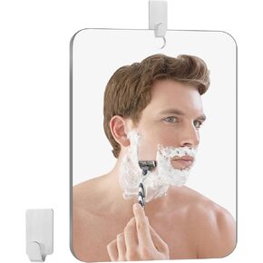 Fogless Shower Mirror, Shower Mirror Large (10.5x8in) & Clear Reflection, Easy Install & Unbreakable, Travel Shower Anti Fog Mirror, Adhesive Shower Mirror
