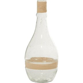 The Novogratz Glass Handmade Decorative Vase Centerpiece Vase with Rattan Detail, Flower Vase for Home Decoration 8" x 8" x 20", Clear