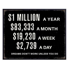 Home Office Motivational Wall Art - Entrepreneur positive Wall Decor - Inspirational Quotes Wall Decor for Men - Millionaire Mindset Poster Hustle Wall Art - Executive Office Decor - Success Wall Art