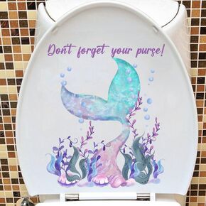 Toilet Seat Stickers Cartoon Mermaid Tail Pattern Decals A