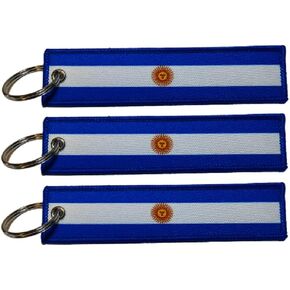 JAVD Argentina Flag Keychain Tag with Key Ring - Keys, Cars, Motorcycles, Backpacks, Luggage and Gifts - EDC (3 Pack)