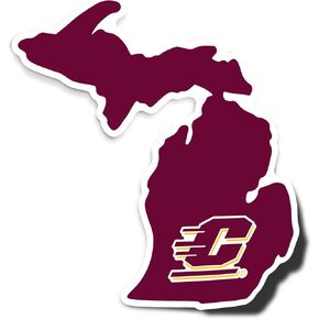 Desert Cactus Central Michigan University Sticker CMU Chippewas Vinyl Decal Laptop Water Bottle Car Scrapbook (State Border Sticker)