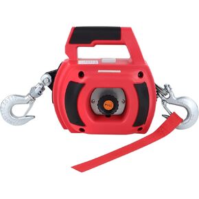 Portable Drill Winch of 1000 LB, Red Handheld Drill Winch with 40 Foot Synthetic Rope, Rotate The Hook 360 Degrees, for Lifting & Dragging (Blue)