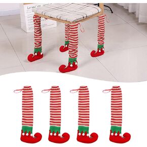 4PCS Christmas Chair Leg Covers, Funny Elf Table Feet Legs Socks Cover, Dining Chair Slipcovers, Furnitures Feet Cover Table Chair Legs Pad Floor Protector for Xmas Party Dinner Decorations(#1)