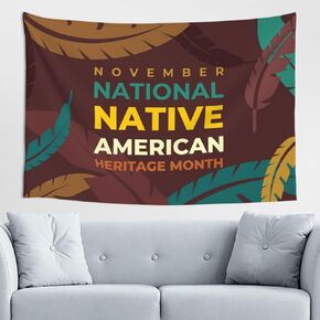 RQZWDQ Native American Heritage Month Indigenous Pride Tapestry Wall Hanging Wall Tapestries Tablecloth Picnic Blanket Beach Poster Decor for Bedroom Dorm Party