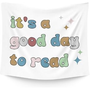 WAITPI It's A Good Day to Read Hanging Wall Tapestry for Classroom Bedroom, Boho Reading Wall Tapestries Hanging for Book Lovers Home School Library Kids Reading Nook Corner Room Decor 50x60 inches
