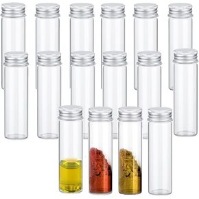 16PCS Glass Spice Jars Transparent Spice Containers Empty Seasoning Storage Bottle with Aluminum Lids Spice Bottles Glass Seasoning Jars for Home Kitchen Outdoor Camping Gardening 50ml /1.7oz