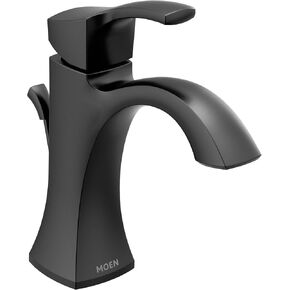 Moen 6903BL Voss One Handle Single Hole Bathroom Sink Faucet with Optional Deckplate, Matte Black