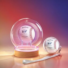 حافظة عرض البيسبول مع إضاءة LED ملونة، حافظة بيسبول بتصميم زجاجي 360 درجة، حامل بيسبول للحماية من الأشعة فوق البنفسجية مع كرة وحزام حامل البيسبول، مثالية لكرات الجولف والتنس والمجوهرات والتماثيل