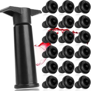 20 Pieces Wine Saver Pump with Vacuum Wine Stopper Reusable Wine Bottle Sealer Black Wine Keeper Preserver to Keep Wine Fresh Suitable for Most Wine Bottles