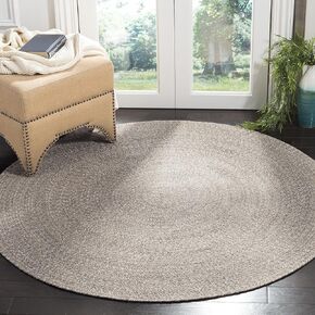 SAFAVIEH Braided Collection 7' Round Ivory/Beige BRD256B Handmade Country Rustic Farmhouse Reversible Cotton Area Rug
