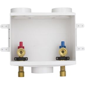Washing Machine Outlet Box,1/2 Inch Push-fit Inlet Connection,3/4 Inch MHT Outlet Male Thread Connection,PEX Box with Center Drain,Washing Box with 1/4-Turn Ball Valves