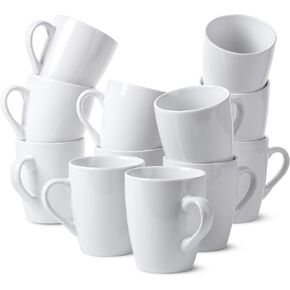 BTaT- White Coffee Mugs, Set of 12, 12oz, Coffee Mug Set, Christmas Coffee Mugs, Hot Chocolate Mugs, Ceramic Mugs, Large Mugs for Coffee, Set of Mugs, Hot Cocoa Mugs, Mug Sets, Coffee Mug Ceramic Set