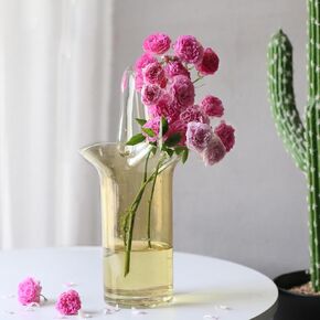 Pink Crystal Purse vase with Handle and Bubbles,Small Glass vases for Flowers,Cute Handbag vase,Unique Flower vase for Home Decor/Gifts/Wedding