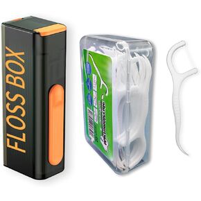 Floss Dispenser, Portable Floss, Travel Essentials Flosser with Mirror, Refillable, Comes with 50 Replacement Flosses