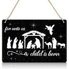 عيد الميلاد يسوع الخشب علامة بالنسبة لنا ولد طفل المهد باب الزينة الخشبية ريفي عيد الميلاد باب شماعات يسوع جدار ديكور المسيحي يسوع الخشب الجدار شنقا ديكور للباب الأمامي في الهواء الطلق in Kuwait