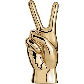 Torre & Tagus Gesture Peace Sign Decor Ceramic Hand Sculpture for Desktop & Shelf Decoration, 10-inch Height