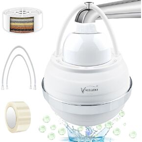 8 Stage Bath Ball Water Filter For Tub Faucet to Remove Hundreds of Contaminants BPA Free, Water Purifier For Bathtub, Bath Water Filter 5,000 Gallons, Carbon Water Filter For Bath Tub