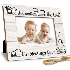 Twice The Smiles, Twice The Love, Twice The Blessings From Above Picture Frame, Twins New Baby Gift, Boy Twins Girl Twins Photo Frame (4x6 photo)