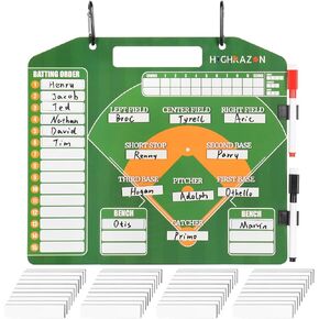 Magnetic Baseball Coaches Clipboard, White Double-Sided Dry Erase Coach Board, Tactics Whiteboard with Color Magnetic Sticker and 2 Marker for Coaches Gift