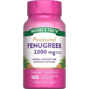 Nature's Truth Fenugreek Seed Capsules for Women | 2000mg | 100 Powder Capsules | Non-GMO and Gluten Free Supplement