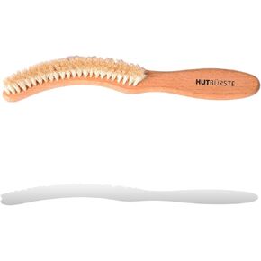 Valentino Garemi Traditional Hat Cleaning Brush | Remove Dust, Dry Stains, Rain Spots, Sweat Marks, Pet or Human Hair | Genuine Boar Hair Made in Germany (Black Bristles)