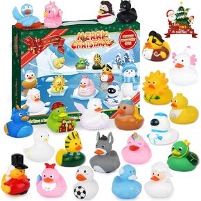 Advent Calendar 2024,Rubber Duck Advent Calendar,24 Days Christmas Countdown Calendar,Christmas Party Favors,Rubber Duck Bath Toys for Toddler Kids,Xmas Gift for Boys Girls