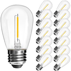25Pack 2W S14 LED Glass Bulbs for Outdoor String Lights Replacement, E26 Medium Screw Base, 2700K Warm White LED Edison Light Bulbs, 2 Watt to Replace 11w/20w/25w s14 Incandescent Bulbs