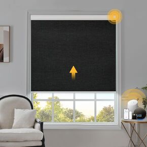 Motorized Blinds with Remote Smart Blinds for Window Blackout Roller Shades Cordless Automatic Shades Electric Blinds Compatible with Alexa & Google Assistant,Black,33" W x 72" H