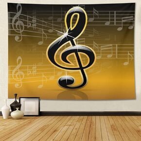 Music Tapestry Music Note Room Decor Blanket Musical Yellow Wall Tapestry Home Decoration for Bedroom Living Room Dorm 60"(H) x50"(W)