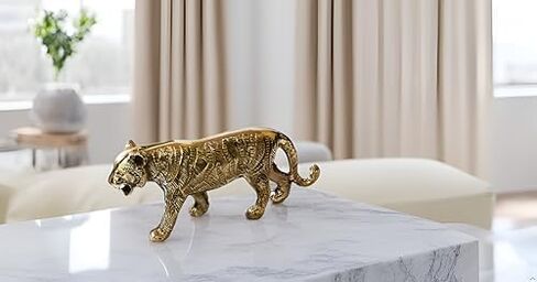 PARIJAT HANDICRAFT Brass Decor Statue Figurines Sculpture Collectibles Gift Wild Life Animal Statues Decorative Sculpture Hand craved Modern Home Decoration feng Shui (Tiger) in Saudi Arabia