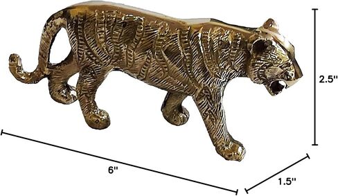 PARIJAT HANDICRAFT Brass Decor Statue Figurines Sculpture Collectibles Gift Wild Life Animal Statues Decorative Sculpture Hand craved Modern Home Decoration feng Shui (Tiger) in Saudi Arabia