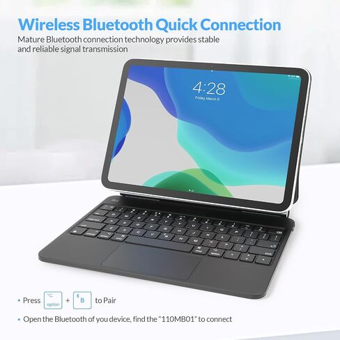 حافظة لوحة المفاتيح المغناطيسية Rii لجهاز iPad Pro 12.9 (الجيل السادس والخامس والرابع والثالث)، لوحة مفاتيح سحرية لجهاز iPad Pro 12.9، حافظة لوحة مفاتيح للشحن بالطاقة الشمسية مع لوحة تتبع متعددة اللمس، إضاءة خلفية، أسود in Saudi Arabia