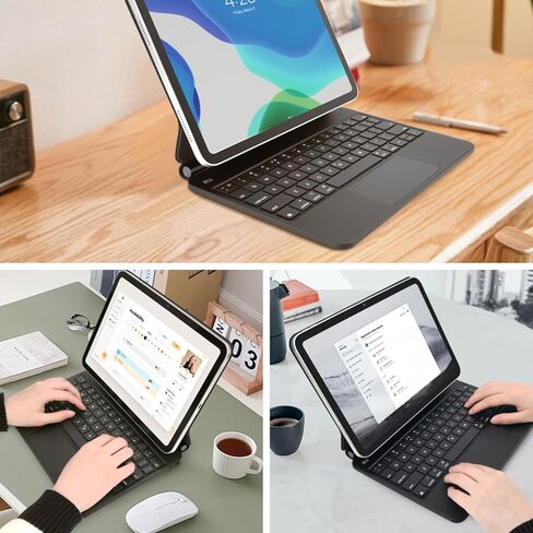 حافظة لوحة المفاتيح المغناطيسية Rii لجهاز iPad Pro 12.9 (الجيل السادس والخامس والرابع والثالث)، لوحة مفاتيح سحرية لجهاز iPad Pro 12.9، حافظة لوحة مفاتيح للشحن بالطاقة الشمسية مع لوحة تتبع متعددة اللمس، إضاءة خلفية، أسود in Saudi Arabia