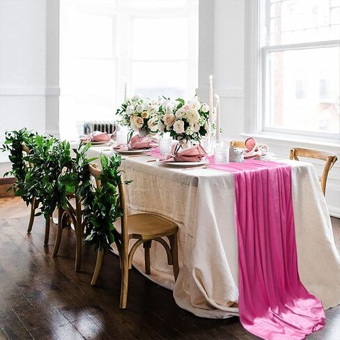 ShinyBeauty Velvet Table Runner Hot Pink Table Runners Wedding Runner Fuchsia Soft Velvet Dresser Scarf for Wedding Birthday Bachelor Party Holiday Event (29x120'', Hot Pink) in Saudi Arabia