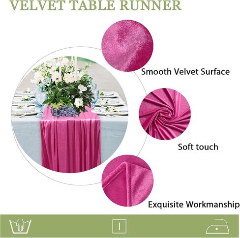 ShinyBeauty Velvet Table Runner Hot Pink Table Runners Wedding Runner Fuchsia Soft Velvet Dresser Scarf for Wedding Birthday Bachelor Party Holiday Event (29x120'', Hot Pink) in Saudi Arabia