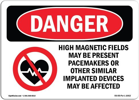 OSHA Danger Sign - High Magnetic Fields Pacemakers | Decal | Protect Your Business, Construction Site, Warehouse & Shop Area | Made in The USA in Saudi Arabia