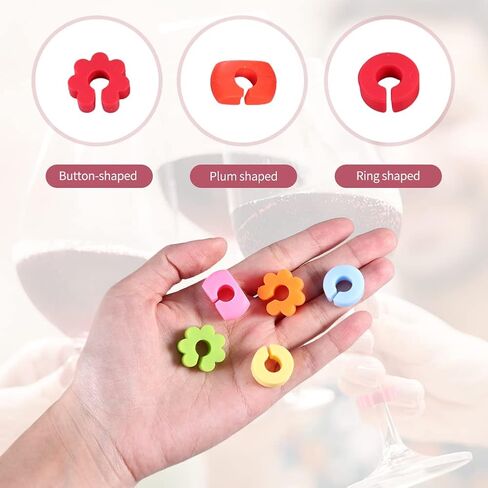 48 Pieces Drink Markers for Glasses, Silicone Wine Glass Markers for Bar Party, Bachelorette Party, Cocktail Glass Party, Birthday Party, 4 Styles in Saudi Arabia