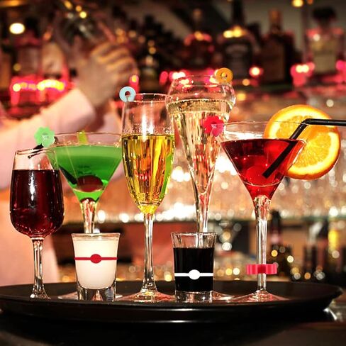 48 Pieces Drink Markers for Glasses, Silicone Wine Glass Markers for Bar Party, Bachelorette Party, Cocktail Glass Party, Birthday Party, 4 Styles in Saudi Arabia