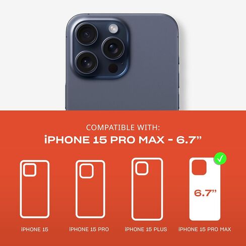 Tech21 Evo Crystal iPhone 15 Pro Max Case - Magsafe Compatible - Superior Impact Protection Case with 15X Military Standard Rating - Blue Titanium in Saudi Arabia
