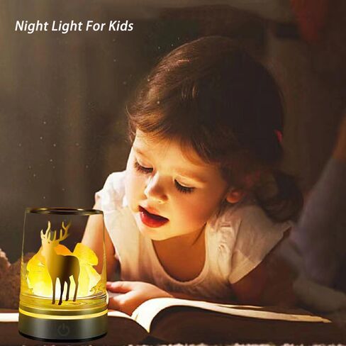 Night Light Rechargeable for Girls Boys Women Men Gifts, 3 Lighting Modes Changing Night Light for Kids, Battery or USB Powered Portable for bedrooms, Living Rooms Children's Rooms (Cute Deer, 1pcs) in Saudi Arabia