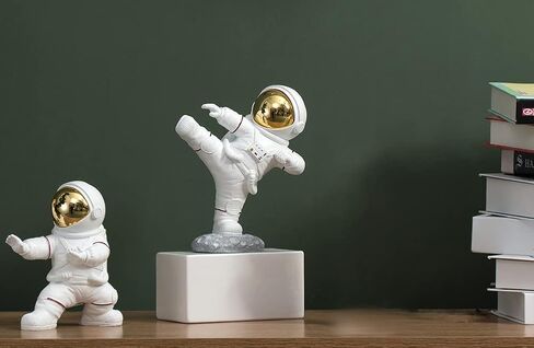 F380 Astronaut Kung Fu Figurine Statue Resin Spaceman Sculpture Desktop Ornament Space Themed Kids Toys Crafts Cake Toppers Model Home Office Decor Gifts for Christmas in Saudi Arabia