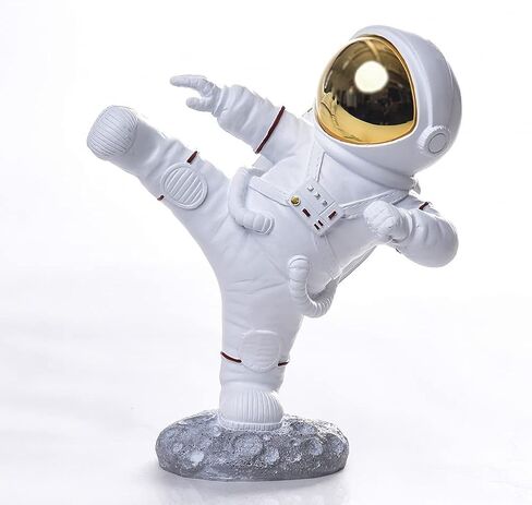 F380 Astronaut Kung Fu Figurine Statue Resin Spaceman Sculpture Desktop Ornament Space Themed Kids Toys Crafts Cake Toppers Model Home Office Decor Gifts for Christmas in Saudi Arabia