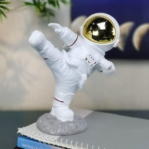 F380 Astronaut Kung Fu Figurine Statue Resin Spaceman Sculpture Desktop Ornament Space Themed Kids Toys Crafts Cake Toppers Model Home Office Decor Gifts for Christmas in Saudi Arabia